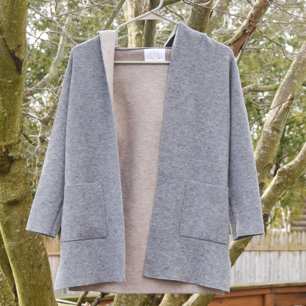 Zara Grey Lightweight Hooded Sweater Jacket Girls Size 9